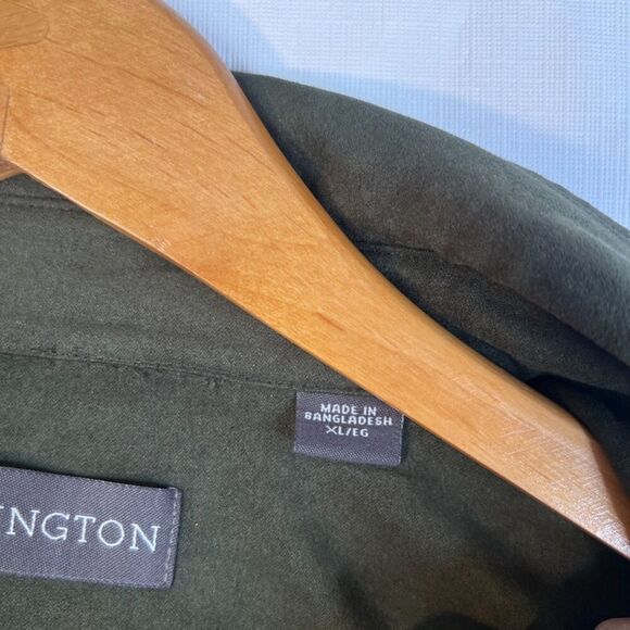 Covington Dark Green Microsuede Long Sleeve Dressy Button Front Shirt Size XL - Picture 10 of 10